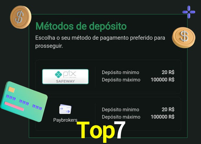 O cassino Top7 oferece uma grande variedade de métodos de pagamento